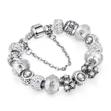 Women's 12 Constellations Crystal Beads Silver Bracelet Chain Charm Jewelry