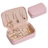 Rectangle Zipper Type PU Leather Jewelry Box For Girls and Women