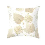 4PCS Home Cotton Decorative Gold Leaves Throw Pillow Case Cushion Covers For Sofa Couch Bed Chair