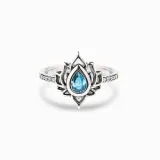 Sterling Silver Lotus Flower Diamond Ring Jewelry Gifts