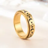 Star and Moon Stainless Steel Ring for Fidget Ring Anxiety Stress Relief