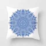 4PCS Home Cotton Decorative Celadon Flower Throw Pillow Case Cushion Covers For Sofa Couch Bed Chair