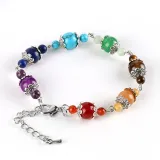 Healing Extension Seven Chakra Chain Silver Lotus Spacer Handmade Bracelet
