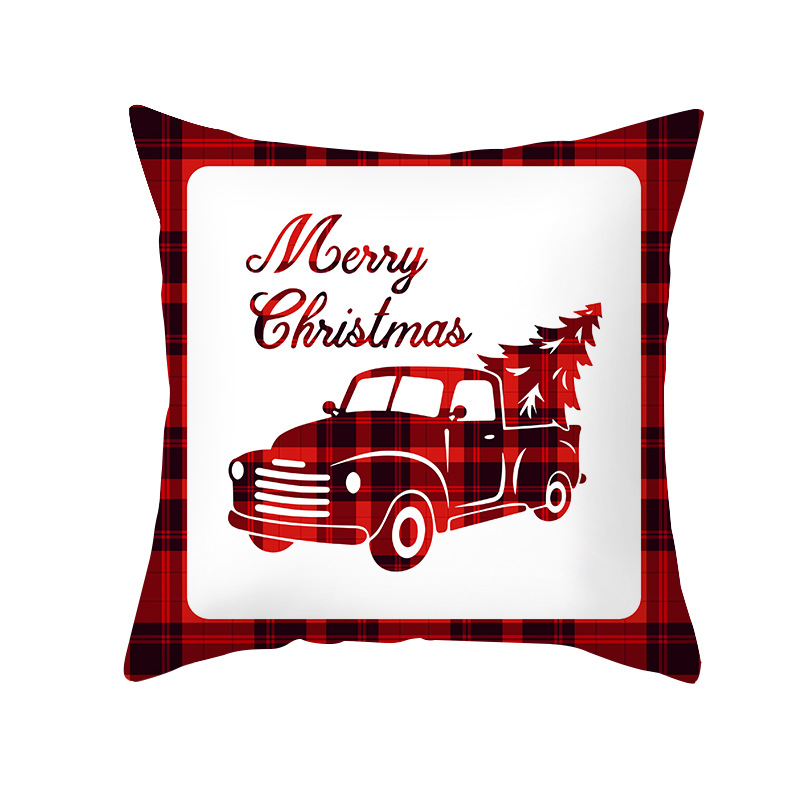 Home Decoration Christmas Car Pillowcase Lattice Watercolor Cushion Pillow Cover