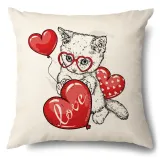 4PCS Home Cotton Decorative Cute Cartoon Cat Throw Pillow Case Cushion Covers For Sofa Couch Bed Chair