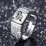 Silver Couple Rings Diamond Eternity Engagement Wedding Band With Gift Box