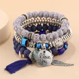 Crystal Multi Layer Clashing Turquoise Clavicle Pendant Chain Jewelry Bracelet
