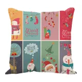 Linen Santa Claus Multi-plate Throw Pillow Sofa Throw Pillow Case