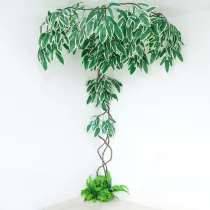 Artificial White Mango Leaf Rattan Background Wall Decoration