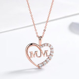 Heart Mum Letter Necklace 925 Sterling Silver Necklaces Birthday Mother's Day Jewelry Gift for Women