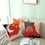 4PCS Home Cotton Decorative Red Graffiti Printing Throw Pillow Case Cushion Covers For Sofa Couch Bed Chair
