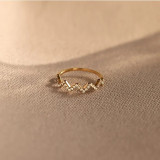 Fashion Jewelry Pure Silver Wave V-Shape Diamond Ring for Women