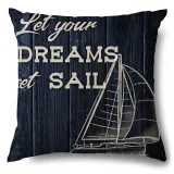 4PCS Black Navigation Home Cotton Decorative Throw Pillow Case Cushion Covers For Sofa Couch Bed Chair