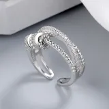 Silver Adjustable Anti Anxiety Spinner Rings Cubic Zirconia Infinity Ring Stackable Stress Relief Worry Rings with Box