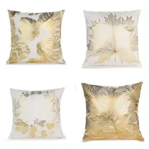 4PCS Home Cotton Decorative Throw Pillow Case Golden Leave Cushion Covers For Sofa Couch Bed Chair