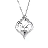 Love Heart Mom Necklace 925 Sterling Silver Necklaces Birthday Mother's Day Jewelry Gift for Women