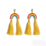 Rainbow Cord Tassel Stud Earrings