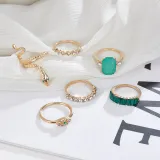 6PCS Snake Shape Bohemia Diamond Vintage Knuckle Stackable Finger Rings Set
