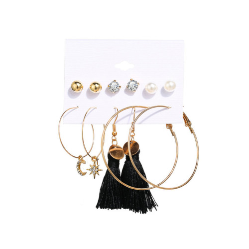 Wreath Tassel Stud Loops Earrings Sets