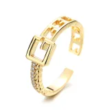 Gold Chain Full Diamond Opening Adjustable Irregular Ring Gifts