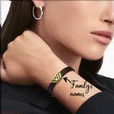 DIY V-Shape Diamonds Leather Bracelets Custom Name Engraved Gift For Dad Mom Friends