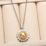 Mother's Day Gift Diamante Jewelry Pearl Necklace and Earring Set with Box