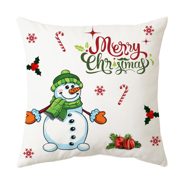 Home Decoration Christmas Snowman Pillowcase Home European Style Printed Sofa Cover