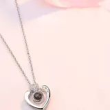 100 languages I love you Heart Zircon Diamonds Chain Necklace Jewelry