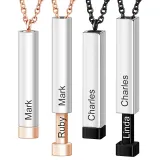 Pulling Type Square Necklace with Name Engrave DIY Customizable Mother's Day Gift