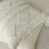 Beige Velvet Wool Decor Tassel Throw Pillow Case Cushion Cover