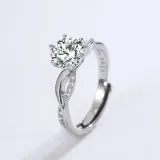 Silver Moissanite Shiny Diamond Ring For Women Girls With Gift Box