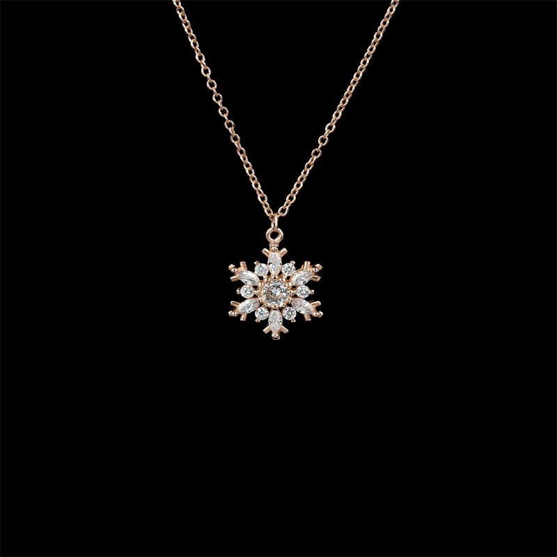 Full Drill Snowflake Diamond Pendant Chain Jewelry Necklace