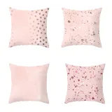 4PCS Home Cotton Decorative Pink Gold Blocking Throw Pillow Case Cushion Covers For Sofa Couch Bed Chair