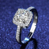 Silver Couple Rings Square Diamond For Engagement With Gift Box