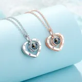 100 languages I love you Rose Gold Love Heart Clavicle Chain Jewelry Necklace