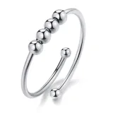 Silver Adjustable Anti Anxiety Beaded Spinner Rings Stacking Spinning Worry Ring