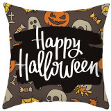 Halloween Holiday Pumpkin Skull Letter Pillow Case Home Gift Peach Skin Pillow Case