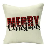 Home Decoration Christmas Lattice Letter Linen Pillowcase Holiday Home Decoration