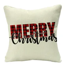 Home Decoration Christmas Lattice Letter Linen Pillowcase Holiday Home Decoration