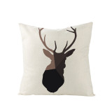 4PCS White and Black Deer Cotton Decorative Throw Pillow Case Cushion Covers