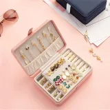 Rectangle PU Leather Jewelry Box with Lock For Girls and Women