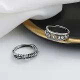 Silver Adjustable Anti Anxiety Rings Fidget Spinner Band Adjustable Stacking Spinning Worry Ring