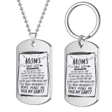 2PCS Mothers Day Gift Best Mom Stainless Steel Letter Keyring Necklace Pendant for Mom