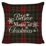 Home Decoration Green Red Plaid Merry Christmas Pillowcase Pillow Cover