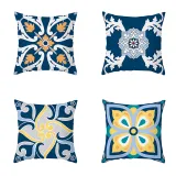 4PCS Home Cotton Decorative Geometry Pattern Printing Throw Pillow Case Cushion Covers For Sofa Couch Bed Chair