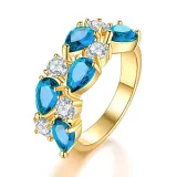 3PCS Drop Diamond Ring Earring Necklace Jewelry Set Crystal Gift For Women Girls