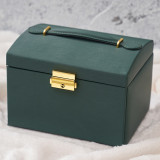 Three Layer Leather Drawer Jewelry Box with Lock For Girls and Women
