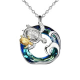 Necklace Tree of Life Pendant Silver with Colorful Circle Crystal Animal Jewelry Gifts for Women Girls