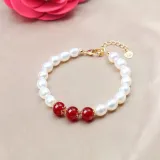 Pearl Jewelry for Women Girls Drop Freshwater Pearl Bracelet and Necklace Earrings Set With Box