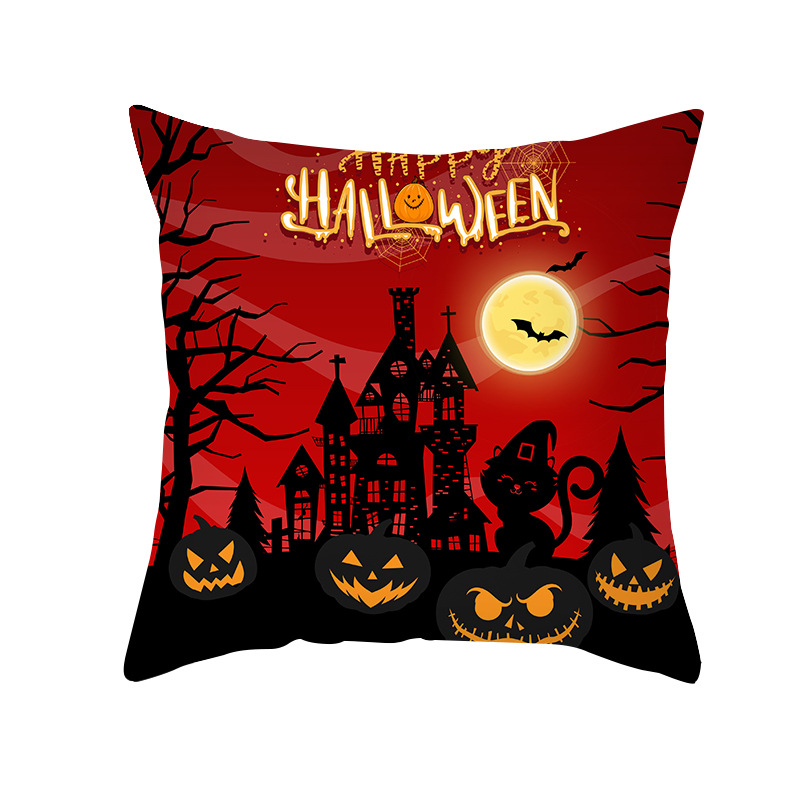 Halloween Holiday Pillowcase Pumpkin Castle Cushion Pillow Cover